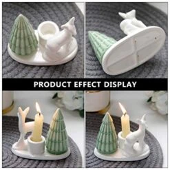 Milisten Ceramic Candle Holder Santa EIK Christmas Candlestick Holder Desktop Vintage Farmhouse Xmas For Home Party