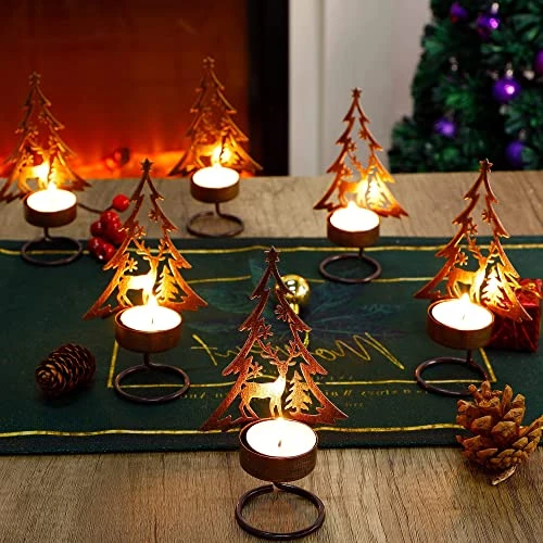 Juegoal Set Of 6 Tea Light Candle Holders, Christmas Decorations Metal Tree And Reindeer Table Candle Holder, Rust-Proof Tabletop Tealight Centerpiece And Display For Holiday Home Mantel Fireplace 4 Juegoal Set Of 6 Tea Light Candle Holders, Christmas Decorations Metal Tree And Reindeer Table Candle Holder, Rust-Proof Tabletop Tealight Centerpiece And Display For Holiday Home Mantel Fireplace - Image 4