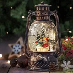 Musical Christmas Snow Globe, Lovers Snowman Scene Decorations With Timer Swirling Singing Water Glittering Water Lantern, USB/Battery