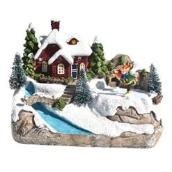 Forart Christmas Decorations Christmas Colorful Music Luminous House Snow Small House Home Decoration Resin Christmas Scene Village Houses Town Christmas Ornaments