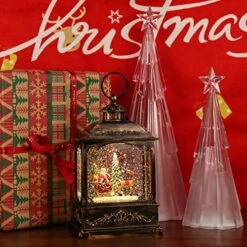 Wondise Christmas Muscal Snow Globe With Timer, USB Plug-in & Battery Operated Spinning Water Glitters Lighted Singing Snow Globe Lantern For Christmas Decorations(Santa) -Department 56 Shop 51InDb7rghL
