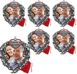 Forever In Our Hearts Christmas Ornament - Silver Heart Ornaments With Heart Shaped Angel Wings - Hanging Memorial Ornament - In Memory Christmas Ornament - 6 Pack - Gift/Storage Bag Included -Department 56 Shop 51IoshwbrML. AC