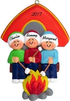 Camping Family Personalized Christmas Ornament (Family Of 4) - Handpainted Resin - 4" Tall - Free Customiztion By Calliope Designs -Department 56 Shop 51Izl4TI5yL. AC