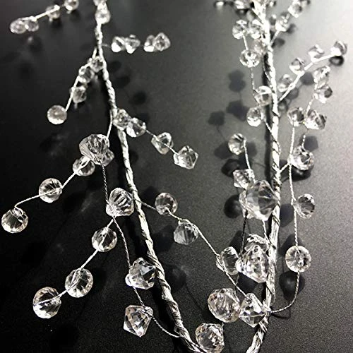 40" Clear Diamond Beaded Garlands Wire String Acrylic Crystal Garland Wedding Party Decoration Wreath DIY Wedding Centerpiece Decor Crystal Diamond Branch (Pack Of 2) 2 40" Clear Diamond Beaded Garlands Wire String Acrylic Crystal Garland Wedding Party Decoration Wreath DIY Wedding Centerpiece Decor Crystal Diamond Branch (Pack Of 2) - Image 2