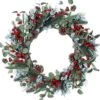 DIYFLORU 20 Inches Christmas Wreath,Artificial Christmas Wreaths For Front Door Christmas Grapevine Wreath With Pine Needles Pine Cones And Red Berries For Home Decor Christmas Winter Decorations -Department 56 Shop 51J8nCSIOkL
