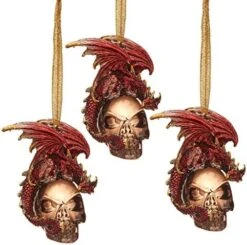 Design Toscano QS9292913 Christmas Tree Ornaments - Frost The Gothic Dragon Holiday Ornament: Set Of Three - Snowflake Dragon Ball Ornament,Multicolored,Set Of 3 -Department 56 Shop 51JGH9Fc8YL. AC