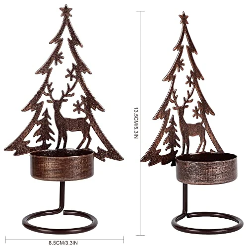Juegoal Set Of 6 Tea Light Candle Holders, Christmas Decorations Metal Tree And Reindeer Table Candle Holder, Rust-Proof Tabletop Tealight Centerpiece And Display For Holiday Home Mantel Fireplace 3 Juegoal Set Of 6 Tea Light Candle Holders, Christmas Decorations Metal Tree And Reindeer Table Candle Holder, Rust-Proof Tabletop Tealight Centerpiece And Display For Holiday Home Mantel Fireplace - Image 3