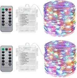 Kikasam 2 Pack 39ft Led Fairy Lights Battery Operated Christmas String Waterproof Copper Wire Twinkle Party Wedding Halloween Xmas Tree Mason Jar Craft Decorations (Warm White) -Department 56 Shop 51JNCB6lFPL. AC