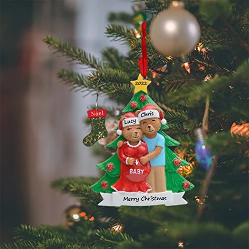 MAXORA Pregnant Bear Couple Family Of 2 Christmas Tree Ornament - Personalized Expecting Christmas Ornament 2022 - We're Expecting Bear Family Ornament - Unique Keepsake Gifts For Expecting Parents 2 MAXORA Pregnant Bear Couple Family Of 2 Christmas Tree Ornament - Personalized Expecting Christmas Ornament 2022 - We're Expecting Bear Family Ornament - Unique Keepsake Gifts For Expecting Parents - Image 2