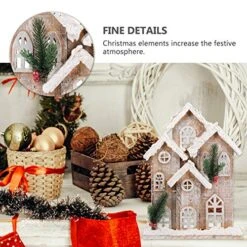 WINOMO Winter Village LED Light Christmas Wood House Lighted Church Santas Wonderland House For Home Desk Decor (No Battery) -Department 56 Shop 51JcOm1wruL