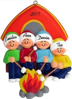 Camping Family Personalized Christmas Ornament (Family Of 4) - Handpainted Resin - 4" Tall - Free Customiztion By Calliope Designs -Department 56 Shop 51JsBrvPFXL. AC