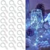 WATERGLIDE 24 Pack Fairy Lights Battery Operated (Included), 6.5ft 20 LED Mini String Lights, Waterproof Silver Wire Firefly Starry Lights For DIY Wedding Christmas Party Mason Jars Decor, Cool White -Department 56 Shop 51K22WuNFmL
