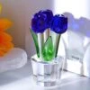 Qianwei Crystal Tulips Flowers Figurine Blue With Vase - Glass Flower Bouquet Collectible Figurines Crystal Office Home Decor Paperweight - Tulip Gifts For Women Mom Bestfriend Wedding Anniversary -Department 56 Shop 51K2RgUTTRL