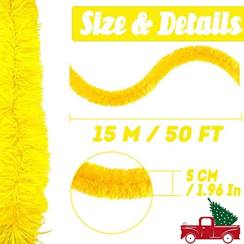 50 Feet Christmas Foil Fringe Garland Metallic Tassle Banner Wall Hanging Tinsel Streamers Backdrop For Parade Floats, Wedding, Birthday, Halloween, Xmas Tree Party Decorations(2" X 50', Yellow) 2 50 Feet Christmas Foil Fringe Garland Metallic Tassle Banner Wall Hanging Tinsel Streamers Backdrop For Parade Floats, Wedding, Birthday, Halloween, Xmas Tree Party Decorations(2" X 50', Yellow) - Image 2