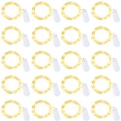 20 Packs Fairy String Lights,Waterproof Battery Operated Fairy Lights,6.6FT 20 LEDs Christmas Starry Firefly Lights,Lights For Wedding Party Indoor Outdoor Decoration(Warm White)