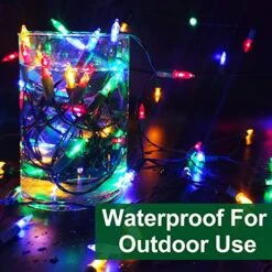 [ 8 Modes & Timer ] 2 Pack Battery Operated Multicolor Christmas String Lights Total 100 LED 33.4 Ft Green Wire Xmas Tree Lights For Indoor Outdoor Yard Garden Wedding Party Decor, Each 50 LED 16.7 Ft -Department 56 Shop 51KeyW7zWzL