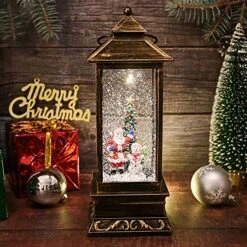 Christmas Snow Globe Lantern With Swirling Glitter Water, Christmas Tree, Santa Claus And Snowman, USB Powered Or Battery Operated For Christmas Home Decoration -Department 56 Shop 51Kfu2eoPSL