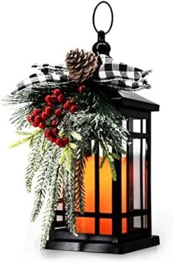 Christmas Lantern Decorative With LED Candle Light Vintage Rustic Lantern Christmas Pine Cone Red Look Distressed Holly Berry ,Indoor & Outdoor Metal Decorative Hanging Decorative Lantern (White Bow) 5 Christmas Lantern Decorative With LED Candle Light Vintage Rustic Lantern Christmas Pine Cone Red Look Distressed Holly Berry ,Indoor & Outdoor Metal Decorative Hanging Decorative Lantern (White Bow) -Department 56 Shop 51KhyiCkI6L. AC