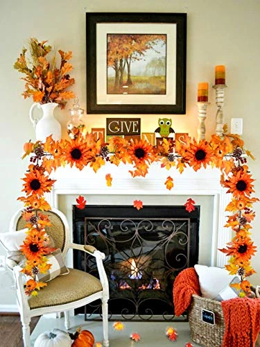 DearHouse Fall Maple Leaf Garland - 6ft/Piece Artificial Berries Sunflower Pine Cones Pumpkin Autumn Garland Decoration For Wedding Party Thanksgiving Dinner Fireplace Door Backdrop Decor 3 DearHouse Fall Maple Leaf Garland - 6ft/Piece Artificial Berries Sunflower Pine Cones Pumpkin Autumn Garland Decoration For Wedding Party Thanksgiving Dinner Fireplace Door Backdrop Decor - Image 3