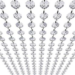 33ft K9 Glass Crystal Garland Strands - Hanging Chandelier Gem Bead Chain - 14mm Clear Octagon Prism Diamond String Decorations For Wedding Party Manzanita Centerpiece Christmas Tree -Department 56 Shop 51L2zasriQL. AC
