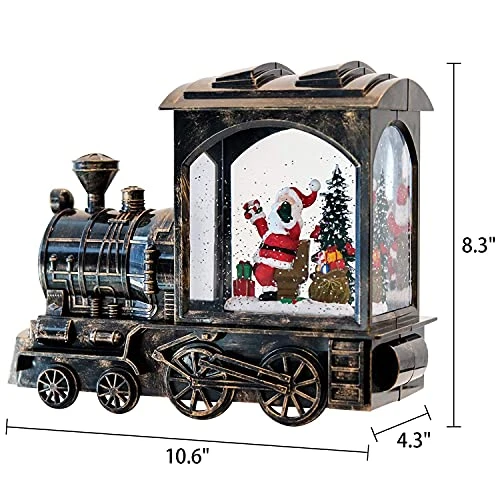DRomance Christmas Musical Snow Globe Lantern Battery Operated With 6 Hour Timer, Santa Lighted Snow Globe Train Spinning Water Swirling Glitter Christmas Decoration Gifts(10.6 X 4.3 X 8.3 Inches) 4 DRomance Christmas Musical Snow Globe Lantern Battery Operated With 6 Hour Timer, Santa Lighted Snow Globe Train Spinning Water Swirling Glitter Christmas Decoration Gifts(10.6 X 4.3 X 8.3 Inches) - Image 4