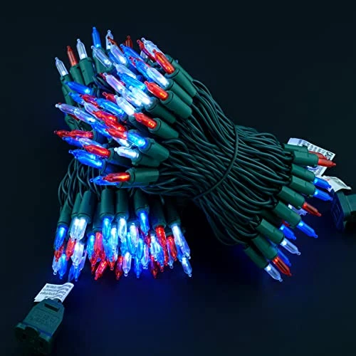 YULETIME Red White & Blue LED Christmas Lights With Green Wire, 66 Feet 200 Count UL Certified Commercial Grade String Light Set For Independence Day Patriotic Holidays (Red White & Blue) 3 YULETIME Red White & Blue LED Christmas Lights With Green Wire, 66 Feet 200 Count UL Certified Commercial Grade String Light Set For Independence Day Patriotic Holidays (Red White & Blue) - Image 3