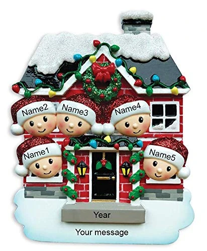 Personalized Brick House With Faces Family Of 5 Christmas Tree Ornament 2022 - New Home/New Apartment/New House Ornament - Door Ornament - Free Personalization 3 Personalized Brick House With Faces Family Of 5 Christmas Tree Ornament 2022 - New Home/New Apartment/New House Ornament - Door Ornament - Free Personalization - Image 3