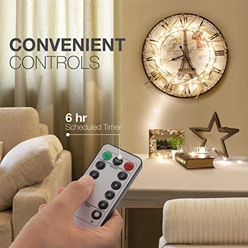 Tenergy 2 Pack Battery Operated LED String Lights, Includes 6 AA Batteries, 16.5ft Light String 50 Dimmable LEDs, Remote Control, Outdoor Ready For Christmas Decorations, Wedding Decor, UL Certified 4 Tenergy 2 Pack Battery Operated LED String Lights, Includes 6 AA Batteries, 16.5ft Light String 50 Dimmable LEDs, Remote Control, Outdoor Ready For Christmas Decorations, Wedding Decor, UL Certified - Image 4
