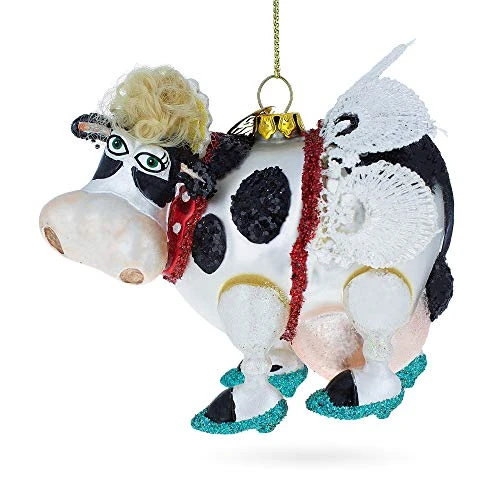 Cow With The Wings Glass Christmas Ornament 1 Cow With The Wings Glass Christmas Ornament