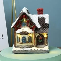 Ochine Christmas Village Light Up House Resin Christmas Scene Village Houses Town Winter Snow Village With LED Light Battery Operate Christmas Ornament Xmas Gift Holiday Tabletop Decorations -Department 56 Shop 51LhzDXaVZL. AC