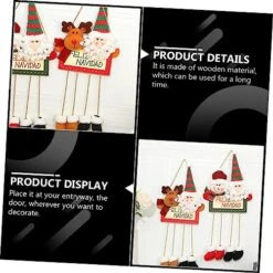 Garneck Christmas Door Hanging Christmas Outdoor Decorations Wood Decor Wood Coat Hangers Cistmas Fireplace Figurine Santa Door Hanger Xmas Wood Wreath Christmas Board Sign Wood, Cloth Elk -Department 56 Shop 51MMAToObTL