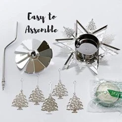 Rotating Trees Candle Spinner - Christmas Home Décor - Intricate Laser Cut Silver Trees- Star Base Tea Light Holder - Xmas Decoration -Department 56 Shop 51MjiJSTMfL