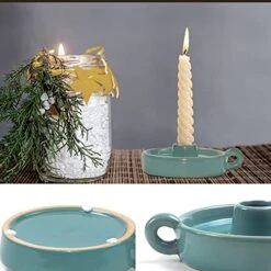 Kendiis Candle Holder Ceramic Candlestick Holder, Set Of 2, Candlelight Stand For Spell Candles, Taper Candles, And Incense, Halloween Christmas Room Decoration Display (Blue) -Department 56 Shop 51NpqGusTjL