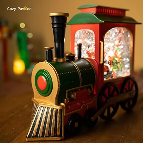 Christmas Musical Snow Globe Lantern, Santa In Musical Train Spinning Water Lamp With 6H Timer, Festival Ornament Gifts For Family, Kids 1 Christmas Musical Snow Globe Lantern, Santa In Musical Train Spinning Water Lamp With 6H Timer, Festival Ornament Gifts For Family, Kids