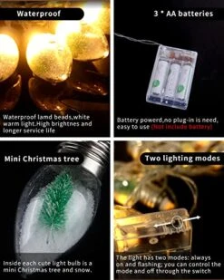 2Pcs Christmas Snow Globe String Lights Indoor Decorations 6.6 FT Battery Operated Powered String Lights For Christmas Tree Snow Scene In 20 Clear Bulbs Decor For Home Bedroom Fireplace Xmas Lights -Department 56 Shop 51O43XU02kL