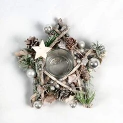 SHATCHI Star Shape Wooden Candle Holder Tabletop Centrepiece Christmas Holiday Home Decorated With Red/Silver Baubles, Berries And Cones (34cm/24cm), Wood, 242411 Cm 10 SHATCHI Star Shape Wooden Candle Holder Tabletop Centrepiece Christmas Holiday Home Decorated With Red/Silver Baubles, Berries And Cones (34cm/24cm), Wood, 242411 Cm -Department 56 Shop 51OymKkf2nL