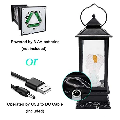 Wondise Lighted Angel Christmas Snow Globes Musical Lantern With Timer, USB Powered & Battery Operated Swirling Glitter Water Lantern (4 X 4 X 12 Inch) 3 Wondise Lighted Angel Christmas Snow Globes Musical Lantern With Timer, USB Powered & Battery Operated Swirling Glitter Water Lantern (4 X 4 X 12 Inch) - Image 3