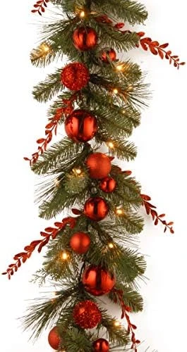 National Tree Company Pre-Lit Artificial Christmas Wreath, Green, Evergreen, White Lights, Decorated With Ball Ornaments, Red Sprigs, Christmas Collection, 24 Inches 7 National Tree Company Pre-Lit Artificial Christmas Wreath, Green, Evergreen, White Lights, Decorated With Ball Ornaments, Red Sprigs, Christmas Collection, 24 Inches - Image 7