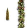 National Tree Company Artificial Pre-Lit Slim Christmas Tree, Green,White Lights, Includes Stand, 10 Feet & Pre-Lit Artificial Christmas Garland, Green, Crestwood Spruce, White Lights -Department 56 Shop 51PN5Gmwa7L