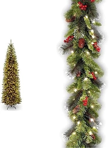 National Tree Company Artificial Pre-Lit Slim Christmas Tree, Green,White Lights, Includes Stand, 10 Feet & Pre-Lit Artificial Christmas Garland, Green, Crestwood Spruce, White Lights 4 National Tree Company Artificial Pre-Lit Slim Christmas Tree, Green,White Lights, Includes Stand, 10 Feet & Pre-Lit Artificial Christmas Garland, Green, Crestwood Spruce, White Lights - Image 4