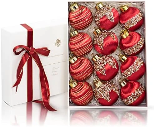 12PCS Silk Christmas Ball Ornaments, Satin Christmas Tree Luxury Vintage Hanging Ornaments, Chrisma Home Decorations For Xmas Tree, Wreath Garland Decor, Wedding (Champagne) 8 12PCS Silk Christmas Ball Ornaments, Satin Christmas Tree Luxury Vintage Hanging Ornaments, Chrisma Home Decorations For Xmas Tree, Wreath Garland Decor, Wedding (Champagne) - Image 8