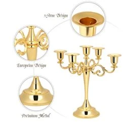 5 Arm Candle Holder, Metal Candelabra Candlestick Stand Home Decoration Centerpiece For Wedding Dinning Table Party Banquet Christmas - Gold -Department 56 Shop 51PXmpsJqAL