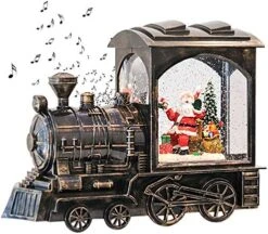 GenSwin Christmas Train Snowman Battery Operated Musical Lighted Water Snowing Glittering Snow Globe Lantern With Timer, Christmas Home Decoration And Gift(Red) -Department 56 Shop 51PaAFTLUL. AC