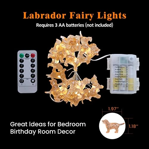 Fairy Labrador String Lights Unique Decorative Lights Dog Gifts For Girls Cute Lights 20LEDs 8ft Battery Operated For Birthday Dog Lover Xmas Thanksgiving Decor 6 Fairy Labrador String Lights Unique Decorative Lights Dog Gifts For Girls Cute Lights 20LEDs 8ft Battery Operated For Birthday Dog Lover Xmas Thanksgiving Decor - Image 6