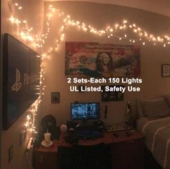 Brizled Clear Christmas Lights, 300 Count 69.6ft Incandescent White Lights String, Connectable 120V UL Certified Indoor/Outdoor White Light On White Wire For Room, Birthday, Wedding, Party, Warm White 14 Brizled Clear Christmas Lights, 300 Count 69.6ft Incandescent White Lights String, Connectable 120V UL Certified Indoor/Outdoor White Light On White Wire For Room, Birthday, Wedding, Party, Warm White -Department 56 Shop 51PlNEGGWtL