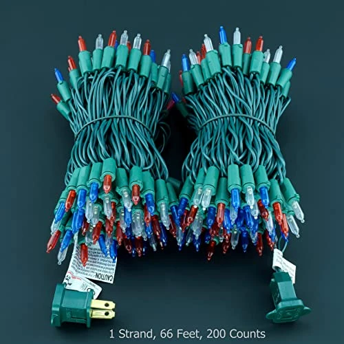 YULETIME Red White & Blue LED Christmas Lights With Green Wire, 66 Feet 200 Count UL Certified Commercial Grade String Light Set For Independence Day Patriotic Holidays (Red White & Blue) 6 YULETIME Red White & Blue LED Christmas Lights With Green Wire, 66 Feet 200 Count UL Certified Commercial Grade String Light Set For Independence Day Patriotic Holidays (Red White & Blue) - Image 6