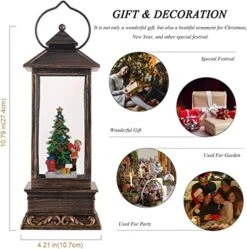 Christmas Lantern,Christmas Snow Globe,Christmas Decorations With Music,Christmas Day Gifts Used For Garden Decoration, House Decoration, Christmas Decorations Indoor (Christmas Tree)