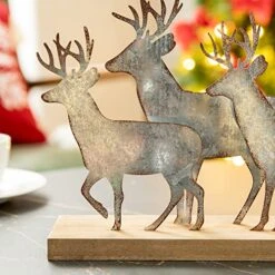Glitzhome Christmas Table Decorations 12.81 Inches Metal Christmas Reindeer Decor Galvanized Deer Decoration For Home Country Christmas Decor Rustic Xmas Desk Decoration -Department 56 Shop 51QKTDqKbVL