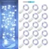 SmilingTown Fairy Lights Battery Operated 15 Pack 7.2ft 20 LED Starry Firefly Silver Wire String Lights For Wedding Christmas Halloween Party Jar Table Centerpiece Decoration (Cool White)