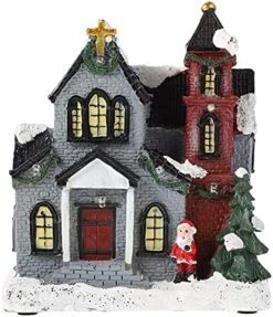 VOSAREA Lighted Christmas Village House LED Resin House Night Light Table Decoration For Kids Xmas Holiday Home Decor Style 1 -Department 56 Shop 51QV5CxaS S. AC